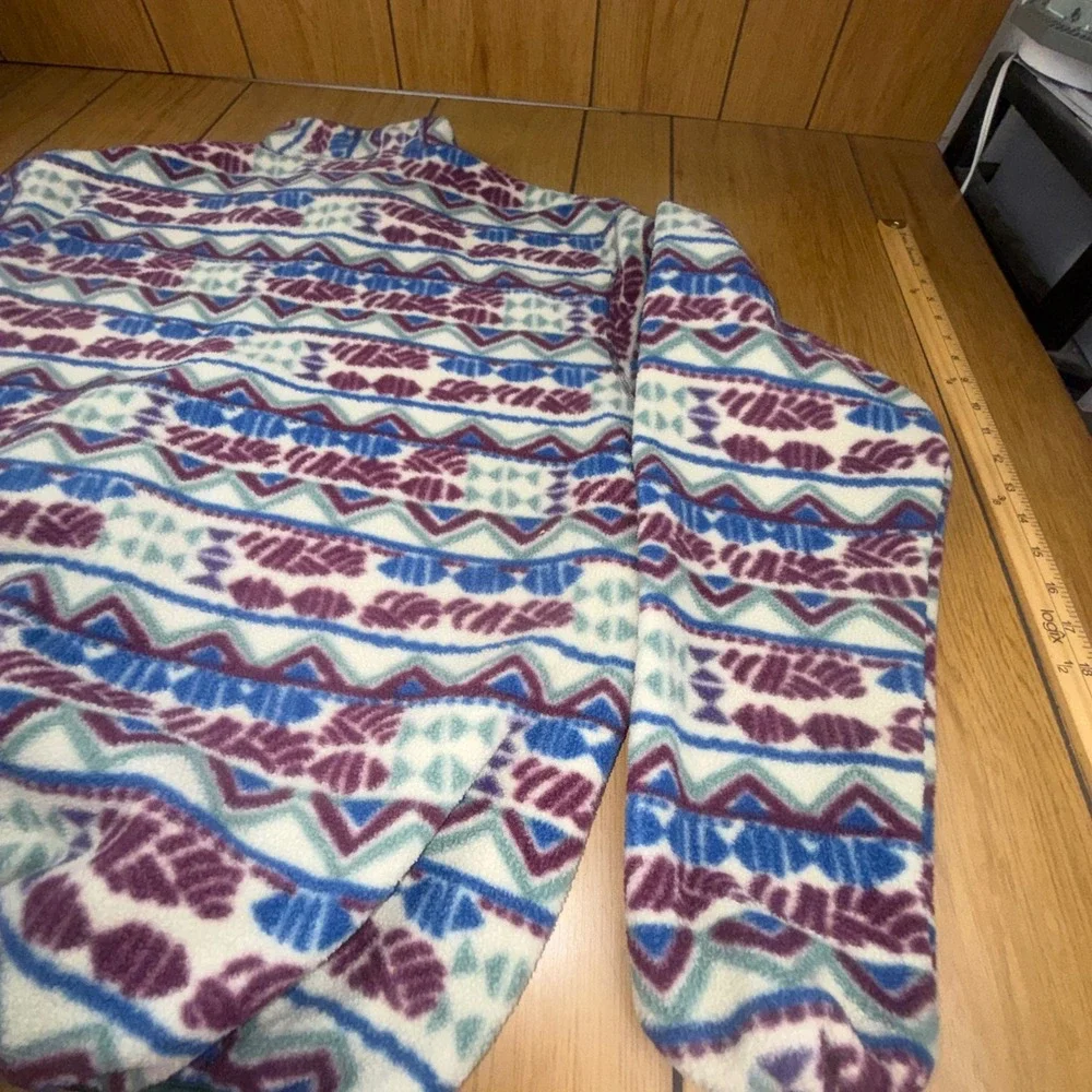 Vintage Columbia‎ Sportswear Mens Fleece Pullover Geometric Tribal Made in USA L